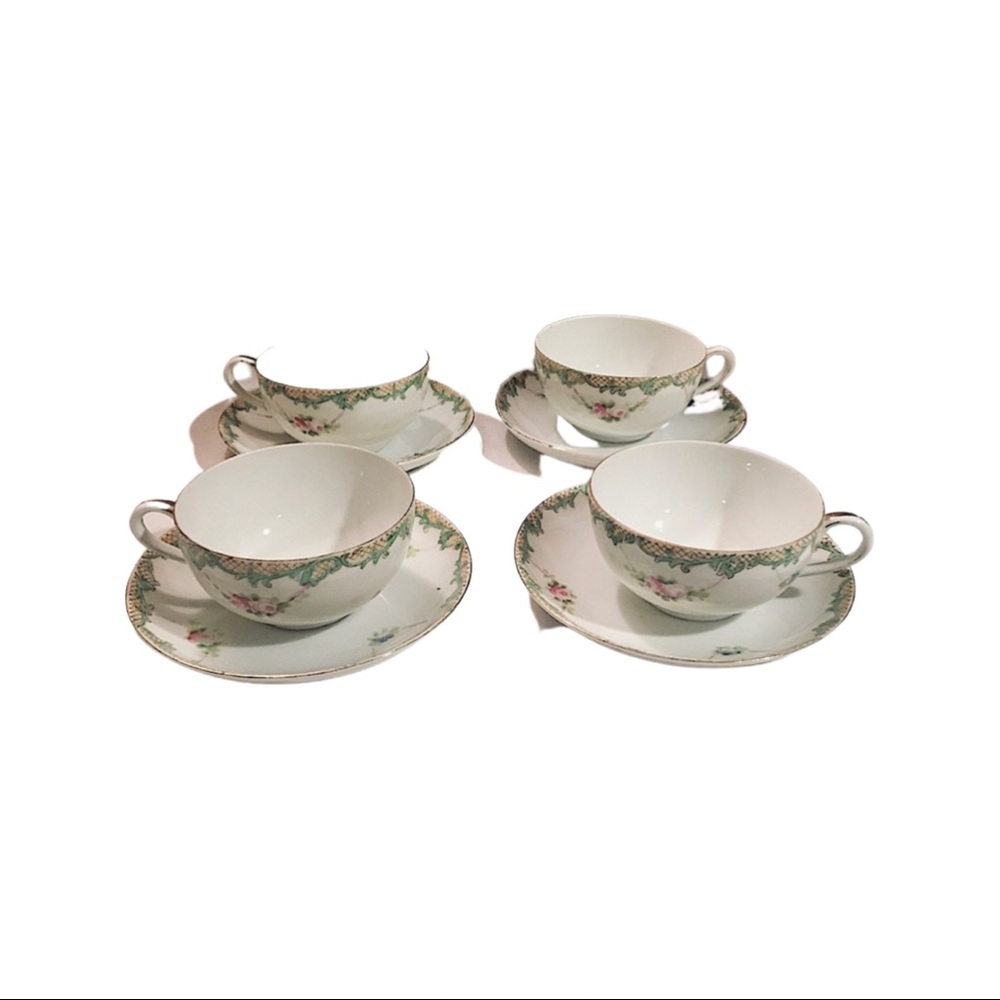 Vintage Noritake Porcelain Yea Cups and Saucers